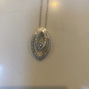 Chopard 18K White Gold Cats Eye Happy Diamond Pendant Necklace 100% Authentic